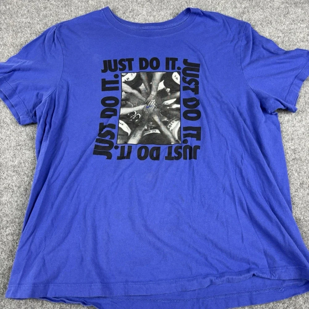 Nike Just Do It Shirt Mens XL Blue Graphic Logo The Nike Tee Short Sleeve Sports